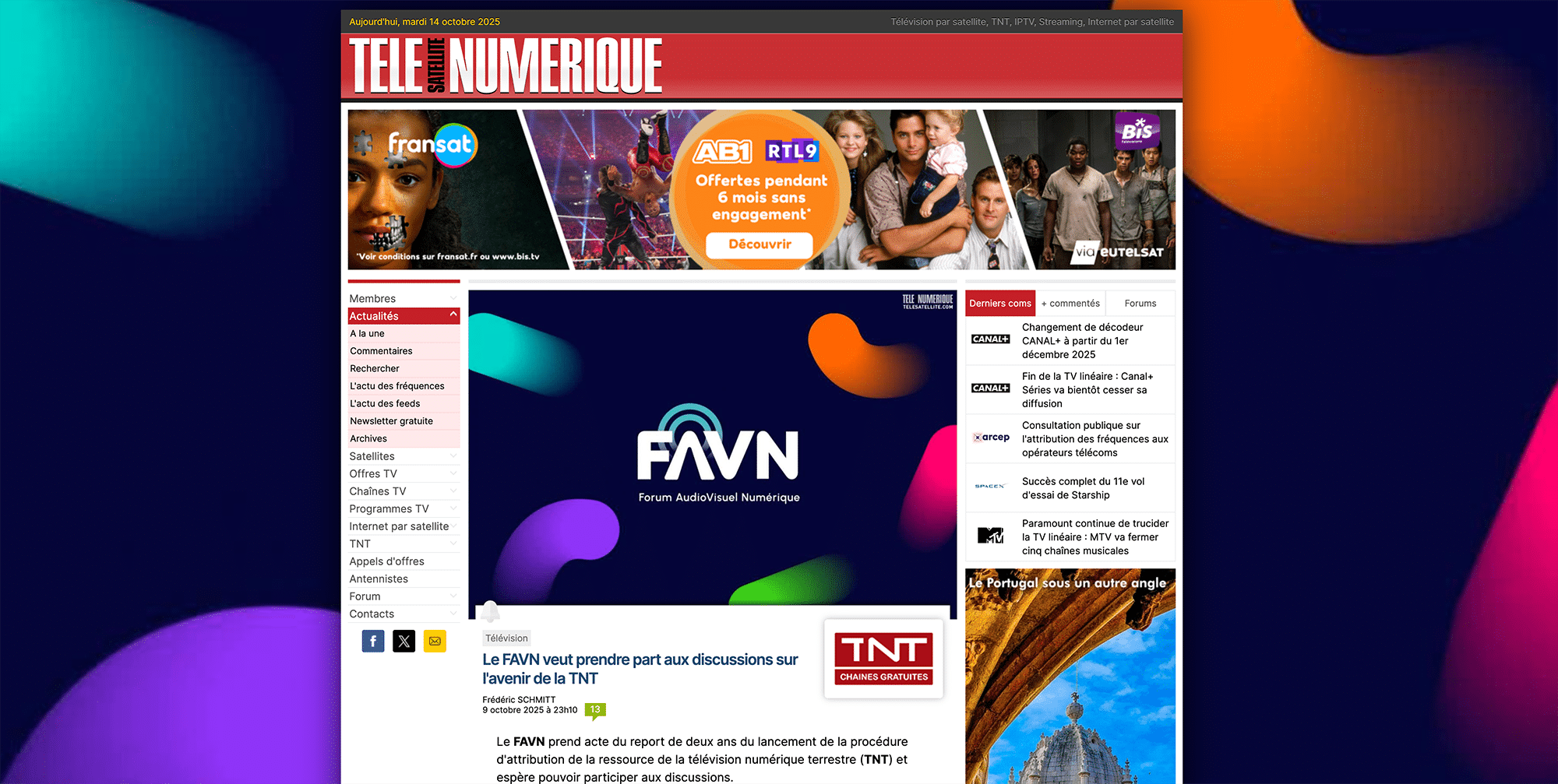 LE FAVN VEUT PRENDRE PART AUX DISCUSSIONS SUR L’AVENIR DE LA TNT